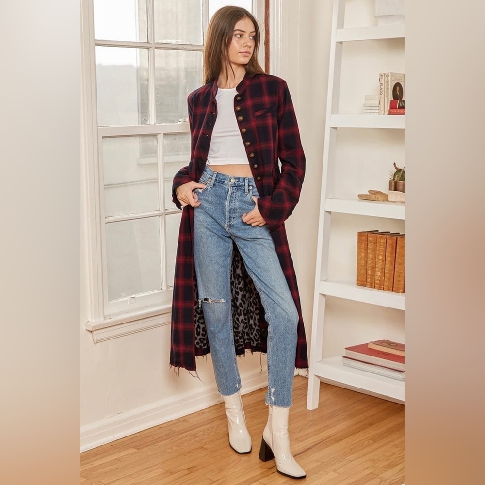 Free People Plaid Duster